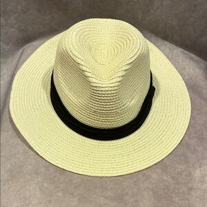 Elegant Cream Fedora Hat with Black Band